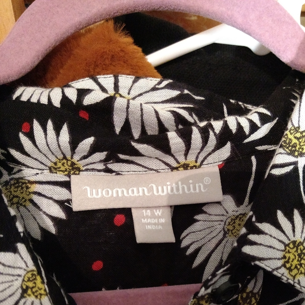 Woman Within Black Crepe Floral Midi Dress 14 - Picture 2 of 3